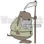 Old Dog With a Gray Beard, Holding a Scythe Clipart Illustration © djart #12940