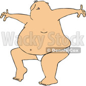 Clipart of a Bald Fat White Man Dancing in His Underwear - Royalty Free Vector Illustration © djart #1294131