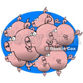 Group of Schooling Pig Fishies Clipart Graphic Illustration © djart #12946