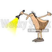 Clipart of a Chubby Caveman Shining a Flashlight - Royalty Free Illustration © djart #1295996