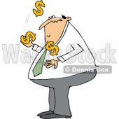Clipart of a Chubby White Business Man Juggling Usd Dollar Currency Symbols - Royalty Free Vector Illustration © djart #1297790