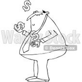 Clipart of a Chubby Black and White Business Man Juggling Usd Dollar Currency Symbols - Royalty Free Vector Illustration © djart #1297791