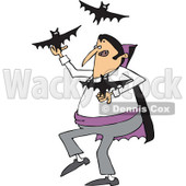 Clipart of a Cartoon Vampire Juggling Bats - Royalty Free Vector Illustration © djart #1300262