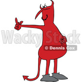Clipart of a Cartoon Angry Red Devil Flipping the Bird - Royalty Free Vector Illustration © djart #1300338