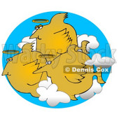 Group of Angel Fish With Halos Swimming in the Clouds Clipart Graphic Illustration © djart #13019