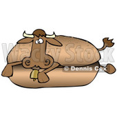 Confused Cow Lying in a Hamburger Bun Clipart Illustration © djart #13022
