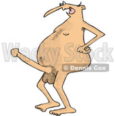 Clipart of a Cartoon Hairy Nude White Man Flaunting a Boner - Royalty Free Vector Illustration © djart #1303070