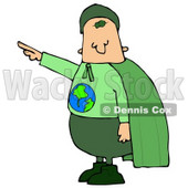 Environmentalist Man Wearing a Green Cape and Uniform With the Globe on His Shirt Clipart Illustration © djart #13035