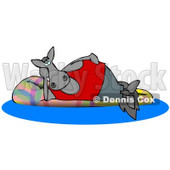 Happy Horse Relaxing on a Floatation in a Swimming Pool Clipart Illustration © djart #13049