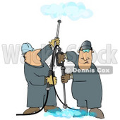 Couple of Men Using Pressure Washers to Clean Ceilings and Floors Clipart Illustration © djart #13051