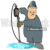 Man Cleaning a Floor With a Pressure Washer Clipart Illustration © djart #13052