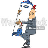 Clipart of a Cartoon White Plumber Worker Man Carrying a Water Heater - Royalty Free Vector Illustration © djart #1305580