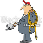 Clipart of a Cartoon Chubby White Worker Man Holding a Grinder and an Air Hose - Royalty Free Vector Illustration © djart #1305942