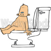 Clipart of a Cartoon White Baby Boy Sitting on a Toilet - Royalty Free Vector Illustration © djart #1313791