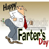Clipart of a Cartoon Chubby White Father Passing Gas with Happy Farters Day, over Gradient - Royalty Free Illustration © djart #1316363