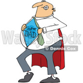 Clipart of a Cartoon Chubby White Dad Showing His Super Hero Shirt - Royalty Free Vector Illustration © djart #1321112