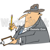 Clipart of a Cartoon Chubby White Man Writing on a Clipboard - Royalty Free Vector Illustration © djart #1321864
