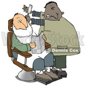 Man Shaving a Client in a Barber Shop Clipart Illustration © djart #13224