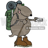 Dog Using a Compass While Hiking Clipart Illustration © djart #13235