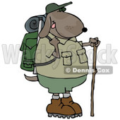 Dog Using a Hiking Stick While Backpacking With Camping Gear Clipart Illustration © djart #13236