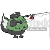 Skunk Wearing a Vest While Fishing Clipart Illustration © djart #13254