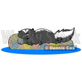 Lazy Skunk Relaxing on a Floaty in a Swimming Pool Clipart Illustration © djart #13257