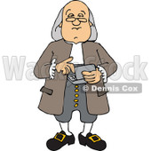 Clipart of a Cartoon Benjamin Franklin Using a Calculator - Royalty Free Vector Illustration © djart #1331832
