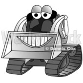 Clipart of a Grayscale Happy Smiling Bobcat Machine Character - Royalty Free Illustration © djart #1331833