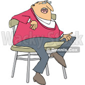 Clipart of a Cartoon Casual Chubby White Man Sitting on a Stool - Royalty Free Vector Illustration © djart #1334261