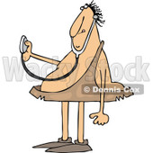 Clipart of a Cartoon Chubby Caveman Doctor Holding out a Stethoscope - Royalty Free Vector Illustration © djart #1337801