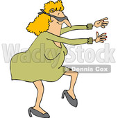Clipart of a Cartoon Chubby Blindfolded White Woman Walking and Holding Her Arms out - Royalty Free Vector Illustration © djart #1344209