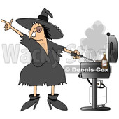 Clipart of a Cartoon Chubby Halloween Witch Grilling on a Bbq - Royalty Free Illustration © djart #1347288