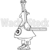 Outline Clipart of a Cartoon Black and White Chubby Juvenile Deliquent Man Holding up His Hands - Royalty Free Lineart Vector Illustration © djart #1352136