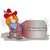 Clipart of a Rodeo Clown Climbing out of a Barrel - Royalty Free Illustration © djart #1353045