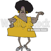 Clipart of a Cartoon Chubby Black Woman Presenting, with Her Arms Sagging - Royalty Free Vector Illustration © djart #1358350