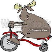 Clipart of a Cartoon Moose Riding a Tricycle - Royalty Free Vector Illustration © djart #1361444