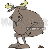 Clipart of a Cartoon Moose Squatting and Pooping - Royalty Free Vector Illustration © djart #1361446