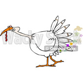 Clipart of a Cartoon White Thanksgiving Turkey Bird Farting - Royalty Free Vector Illustration © djart #1361515
