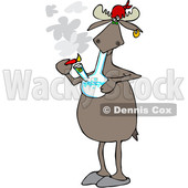 Clipart of a Cartoon Moose Smoking Pot with a Bong - Royalty Free Vector Illustration © djart #1363047