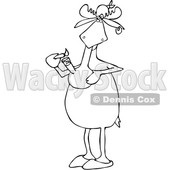 Clipart of a Cartoon Black and White Moose Smoking Pot with a Bong - Royalty Free Vector Illustration © djart #1363052