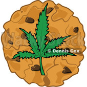 Clipart of a Cartoon Pot Cookie with a Marijuana Leaf - Royalty Free Vector Illustration © djart #1363740