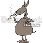 Clipart of a Cartoon Stoned Dog Gesturing Peace and Smoking a Joint - Royalty Free Vector Illustration © djart #1365765