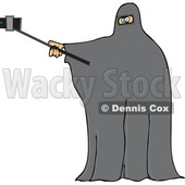 Clipart of a Cartoon Muslim Woman Wearing a Burka and Taking a Selfie - Royalty Free Vector Illustration © djart #1370896