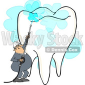 Clipart of a Cartoon White Worker Man Pressure Washing a Tooth, on a White Background - Royalty Free Illustration © djart #1370897
