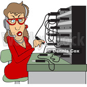Clipart of a Cartoon Caucasian Female Switchboard Operator at Work - Royalty Free Vector Illustration © djart #1372567
