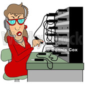 Clipart of a Cartoon Caucasian Switchboard Operator at Work - Royalty Free Illustration © djart #1372568