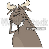 Clipart of a Cartoon Scared Moose Covering His Face - Royalty Free Vector Illustration © djart #1373282