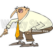Clipart of a Cartoon Angry White Business Man Yelling and Pointing at the Ground - Royalty Free Vector Illustration © djart #1373290