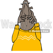 Clipart of a Cartoon Scared Black Man Covering His Face - Royalty Free Vector Illustration © djart #1373294