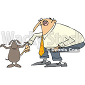 Clipart of a Cartoon Chubby White Man Yelling at His Careless Dog - Royalty Free Vector Illustration © djart #1374729